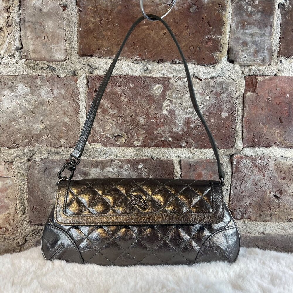Burberry Metallic Quilted clutch - Metallic Gunmetal